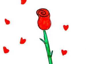 Rose mit Herzchen