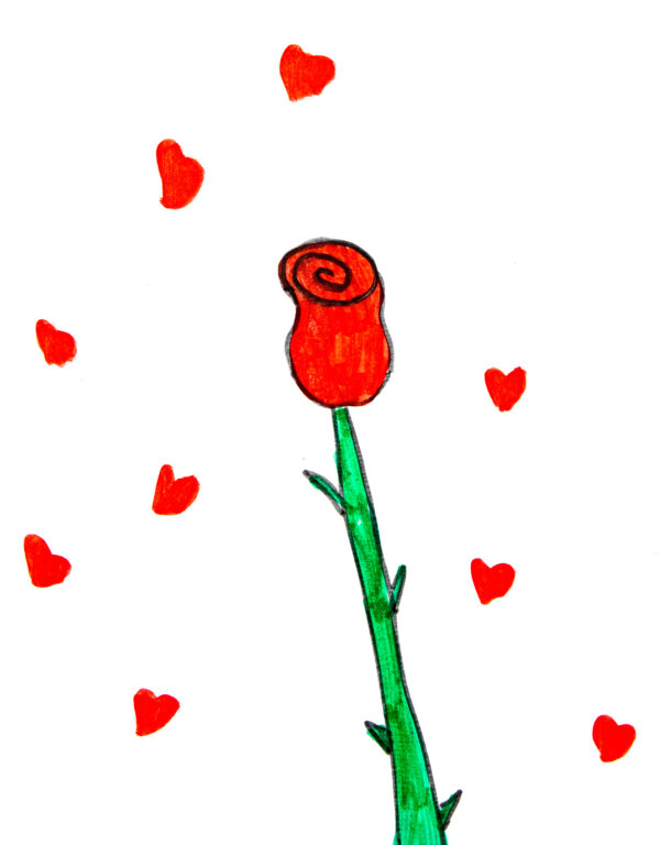 Rose mit Herzchen